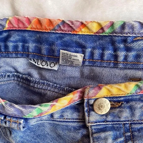 80s Super High Rise Jean Shorts with/ Rainbow Stripes (9) 🌈 - Picture 2 of 8